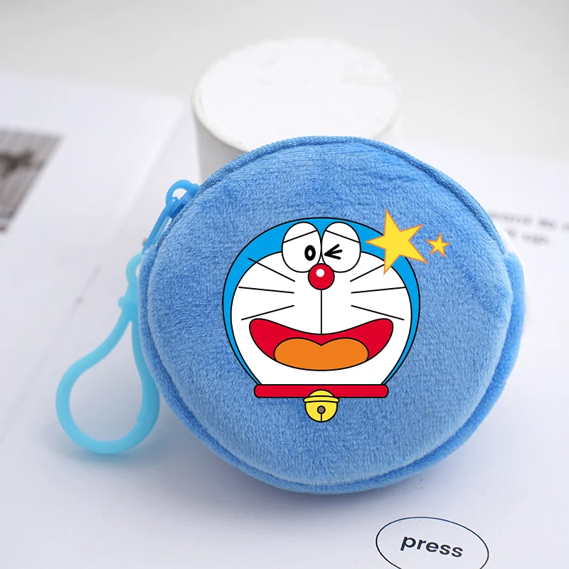 Doraemon Round Coin Purse Anime Print Zipper Wallet Nobi Nobita Mini Money Bags Kawaii Party Candy Gifts Storage Bag Accessories