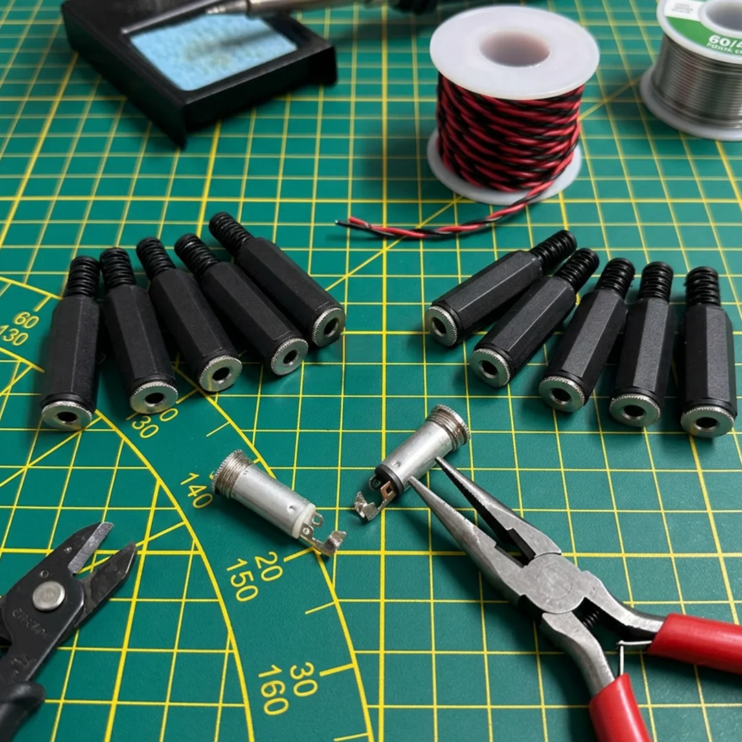 5PCS 3.5mm Stereo Mono Audio Connector Female Welding Jack Cold Pressure Socket Electric Adapter 3.5MM