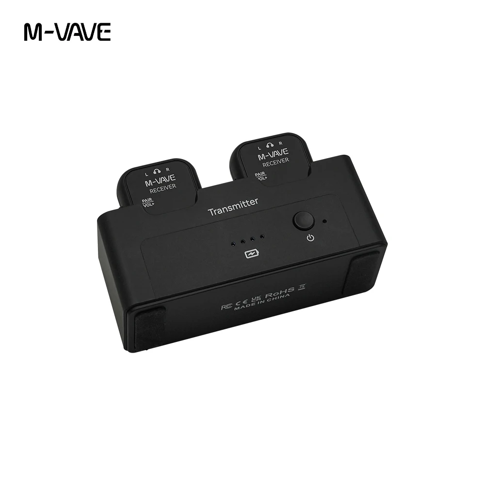 M-VAVE 4 Set WP-12 Drahtloses Kopfhörer-Monitorsystem 2,4 G wiederaufladbar 1 Sender 2 Empfänger Übertragung Stereo-Mono-Recorder