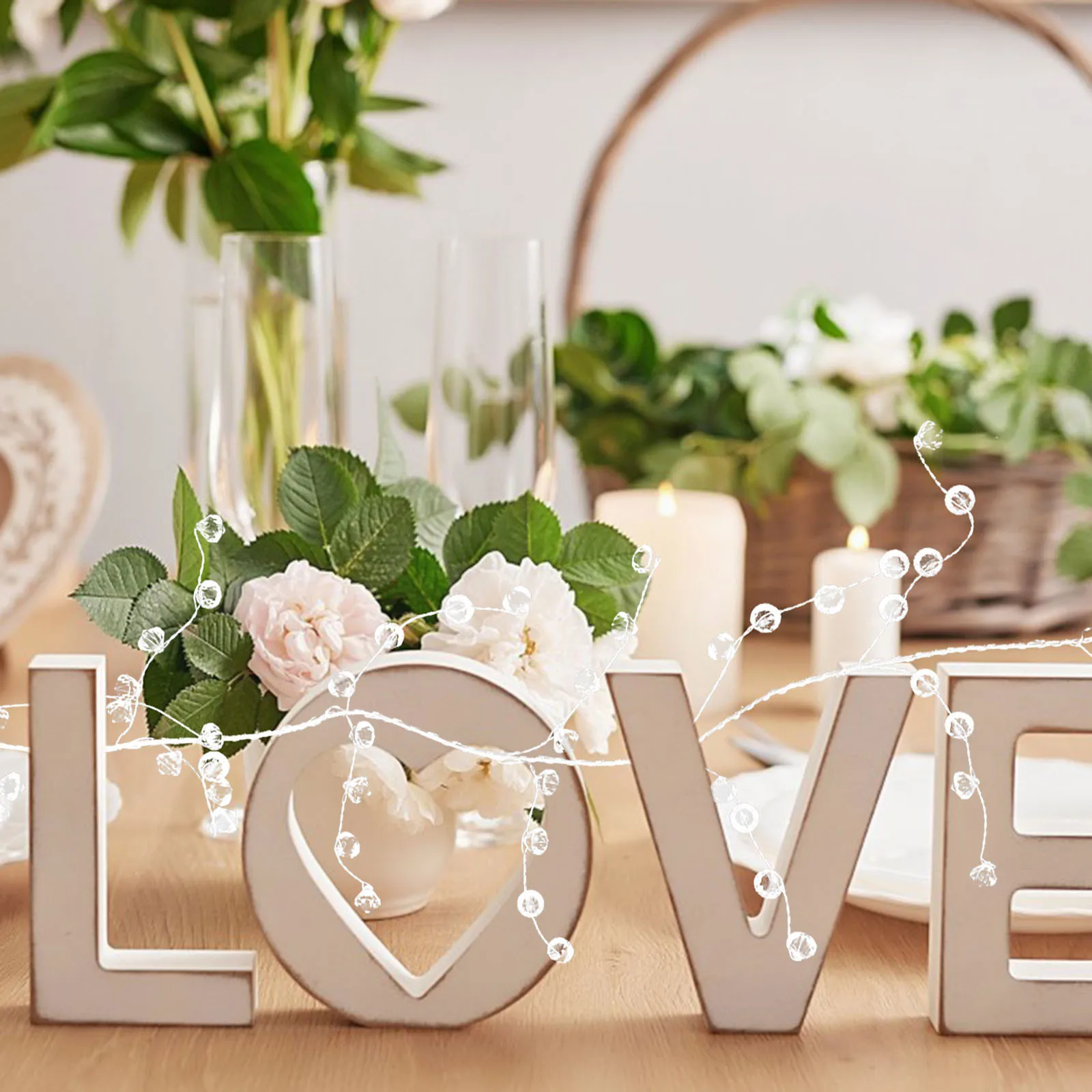 

Crystal Bead Garland Clear Teardrop Hanging Ornament For Wedding Home Decor Diy Party Xmas Valentine Decoration Crystal