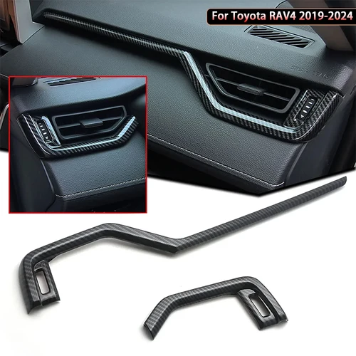 Para Toyota RAV4 2019 2020 2021 2022 2023 2024 fibra de carbono ABS tablero Interior consola central raya AC cubierta de ventilación embellecedora