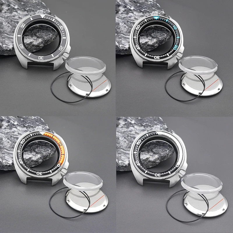 

Silver Watch Case Sapphire Glass Transparent Back Shell Fits NH35 NH36 4R Movement Crown 4.1 Men's Diving Case