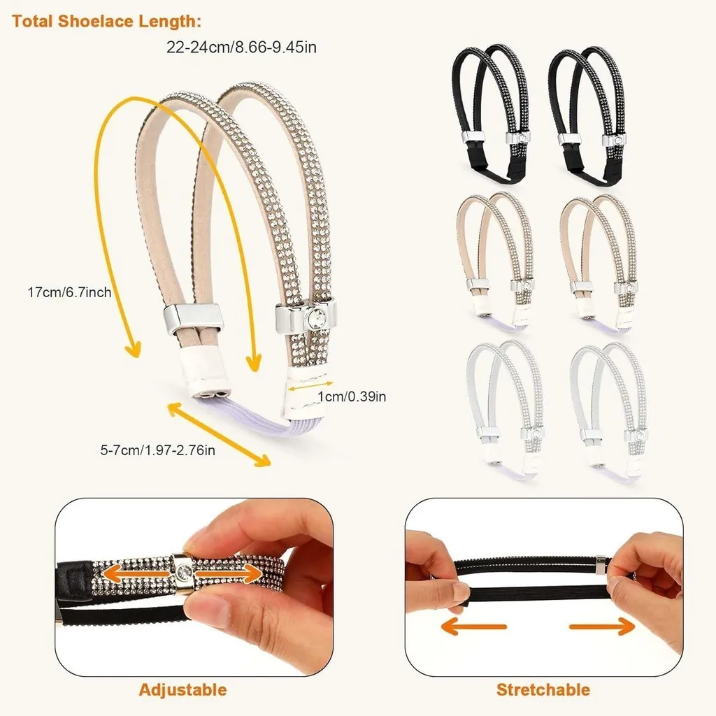 1 زوج حجر الراين عالية الكعب الأحذية الفرقة مكافحة فضفاضة النساء الماس أربطة الحذاء مكافحة الإفلات كعب الأشرطة حزام الحفر أحزمة ثابتة مرنة #4