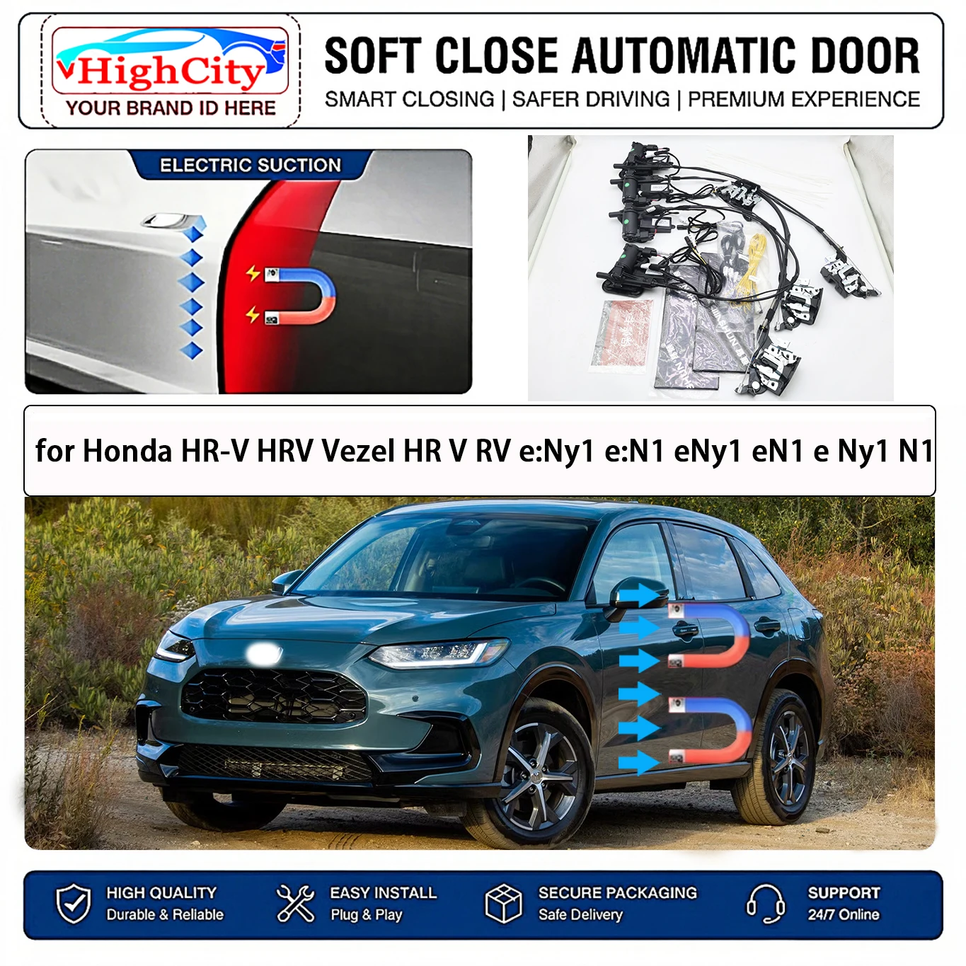 for Honda HR-V HRV Vezel HR V RV e:Ny1 e:N1 eNy1 eN1 e Ny1 N1 Electric Suction Soft Close Door Kit Anti Pinch Cinch Latch Silent