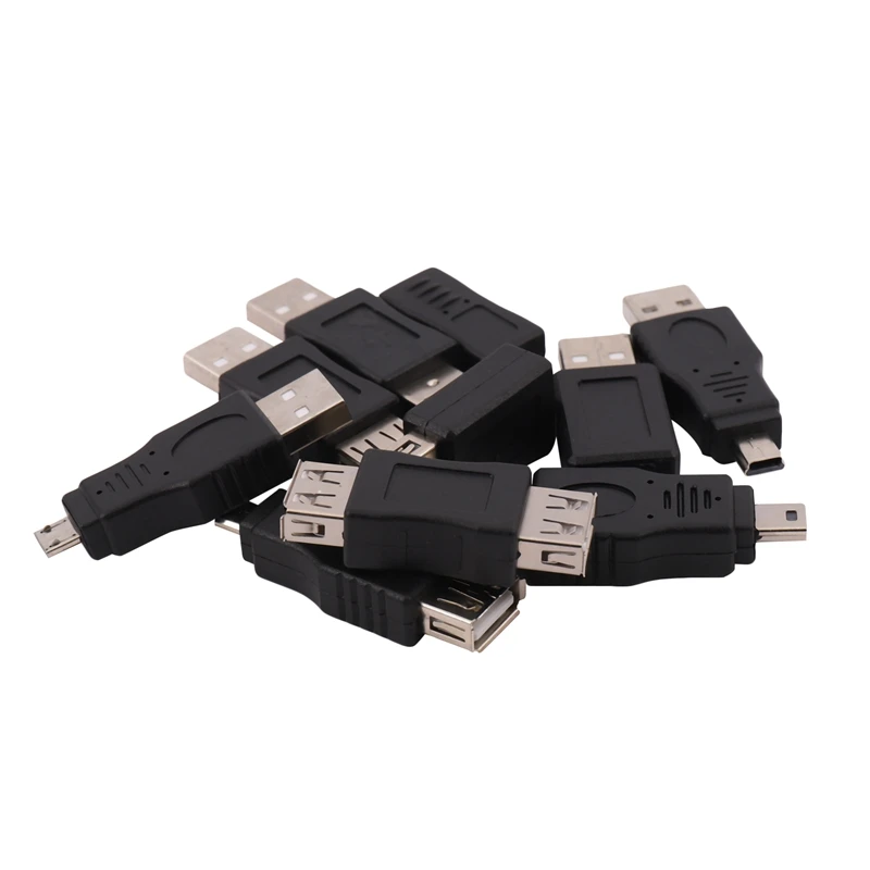 10PCS OTG 5 Pin F/M Mini Changer Adapter Converter USB Male To Female Micro-USB