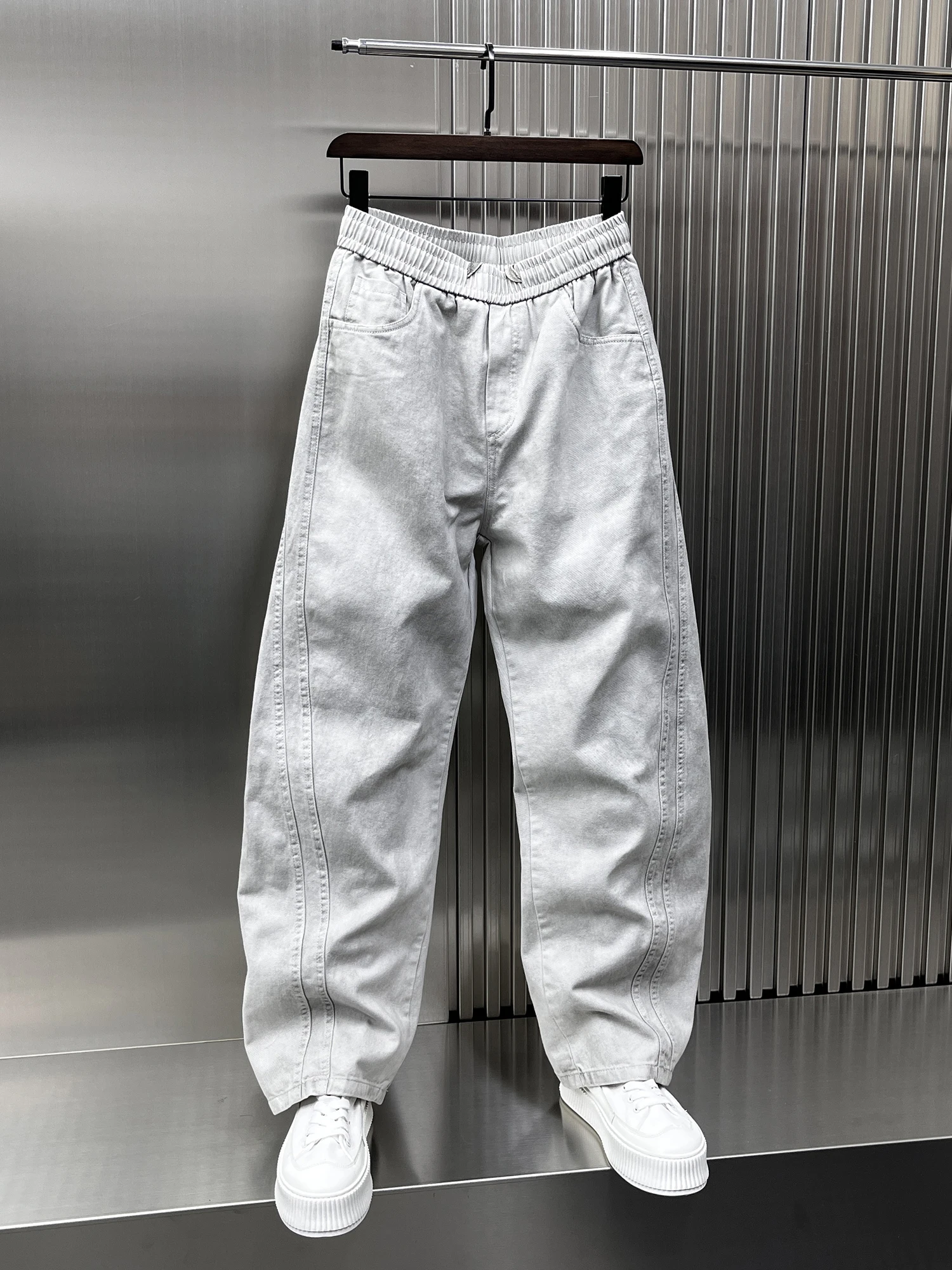 

Модные молодежные джинсы прямого кроя для мужчин, весна 2025, в корейском стиле, повседневные брюки, износостойкие, свободного кроя