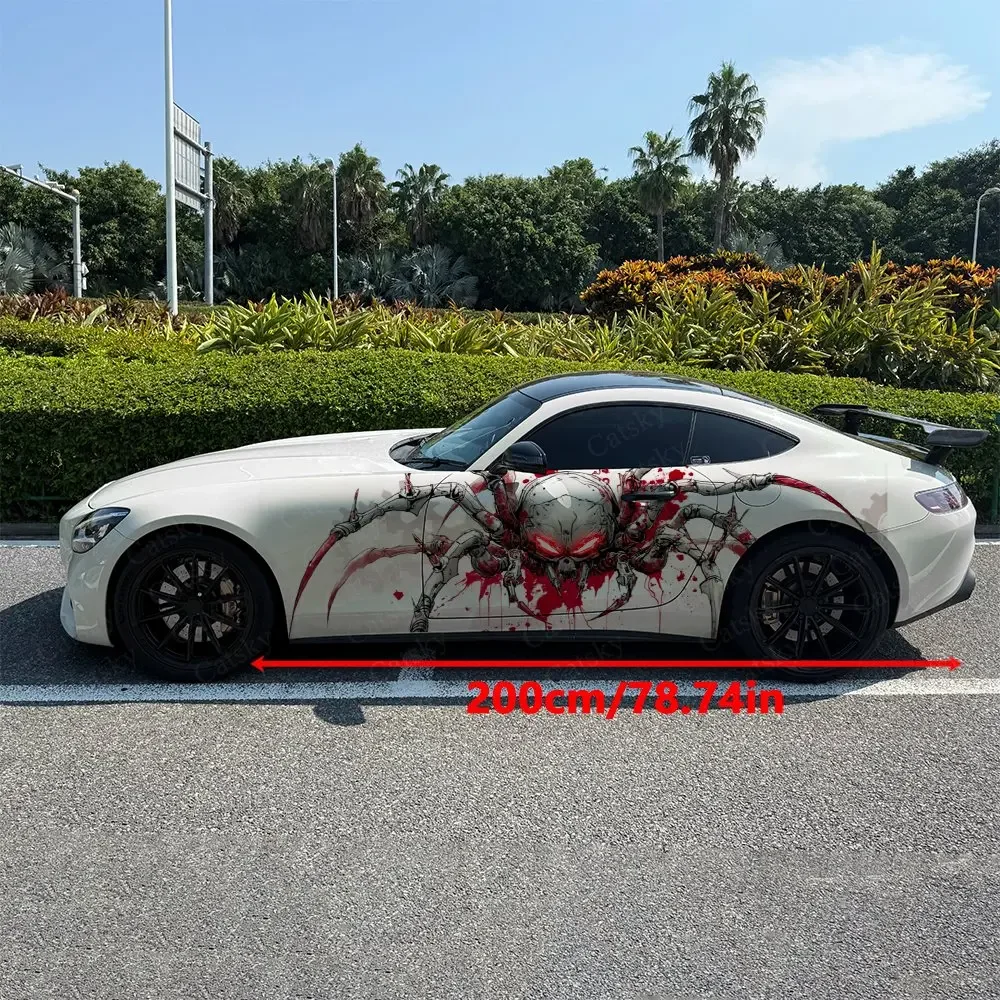 2PCS Mechanical Spider Skeleton, Durable, Fade-resistant, Enhance Vehicle Aesthetics With Bold Artistic Design Car Vinyl Wraps