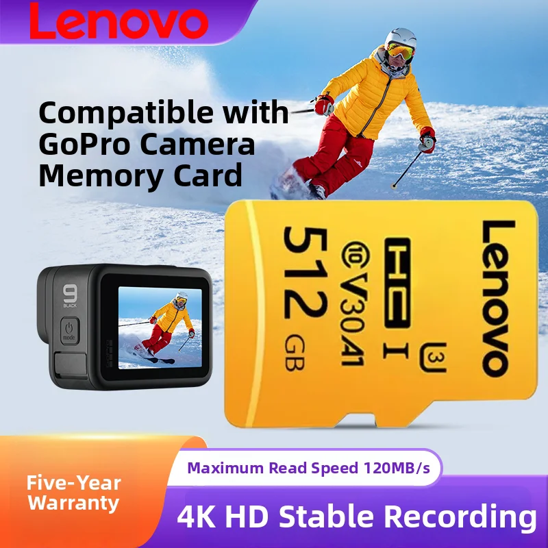 Lenovo SD 128GB Card 256GB 512GB Micro TF SD Card Flash Card V60 U3 Mini SD/TF Memory Card Memory For Insta360 DJI Drone PC NEW