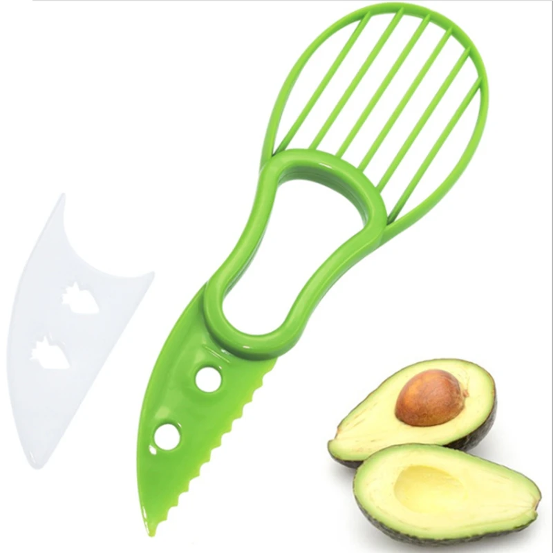 3 in 1 affettatrice di avocado shea corer burro frutta pelapatate taglierina separatore di polpa coltello di plastica utensili da cucina per verdure