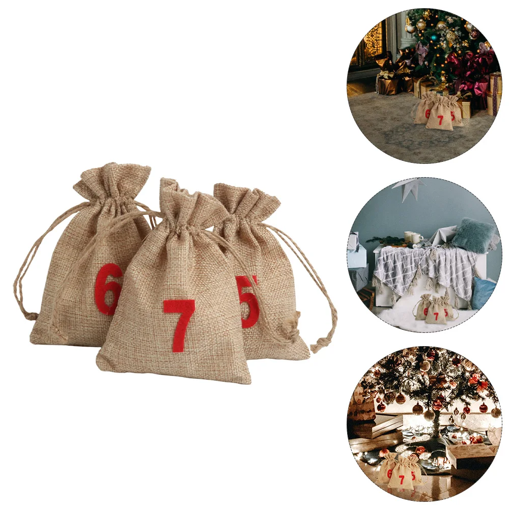 

24pcs Christmas Gift Bags Linen Drawstring Sack for Party Jewelry C y Holiday Packaging Durable Beautiful Structure