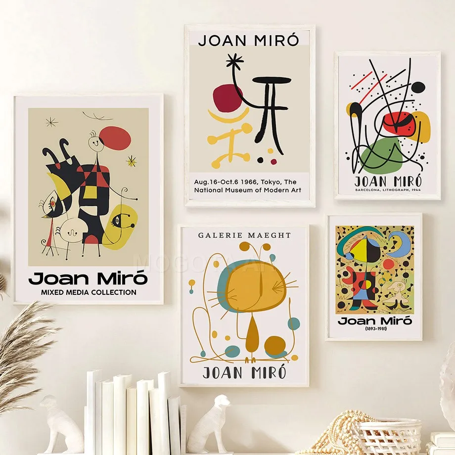 

Joan Miro Abstract Surrealist Poster Mid Modern Print Minimalist Wall Art Canvas Painting Pictures For Home Office Decor