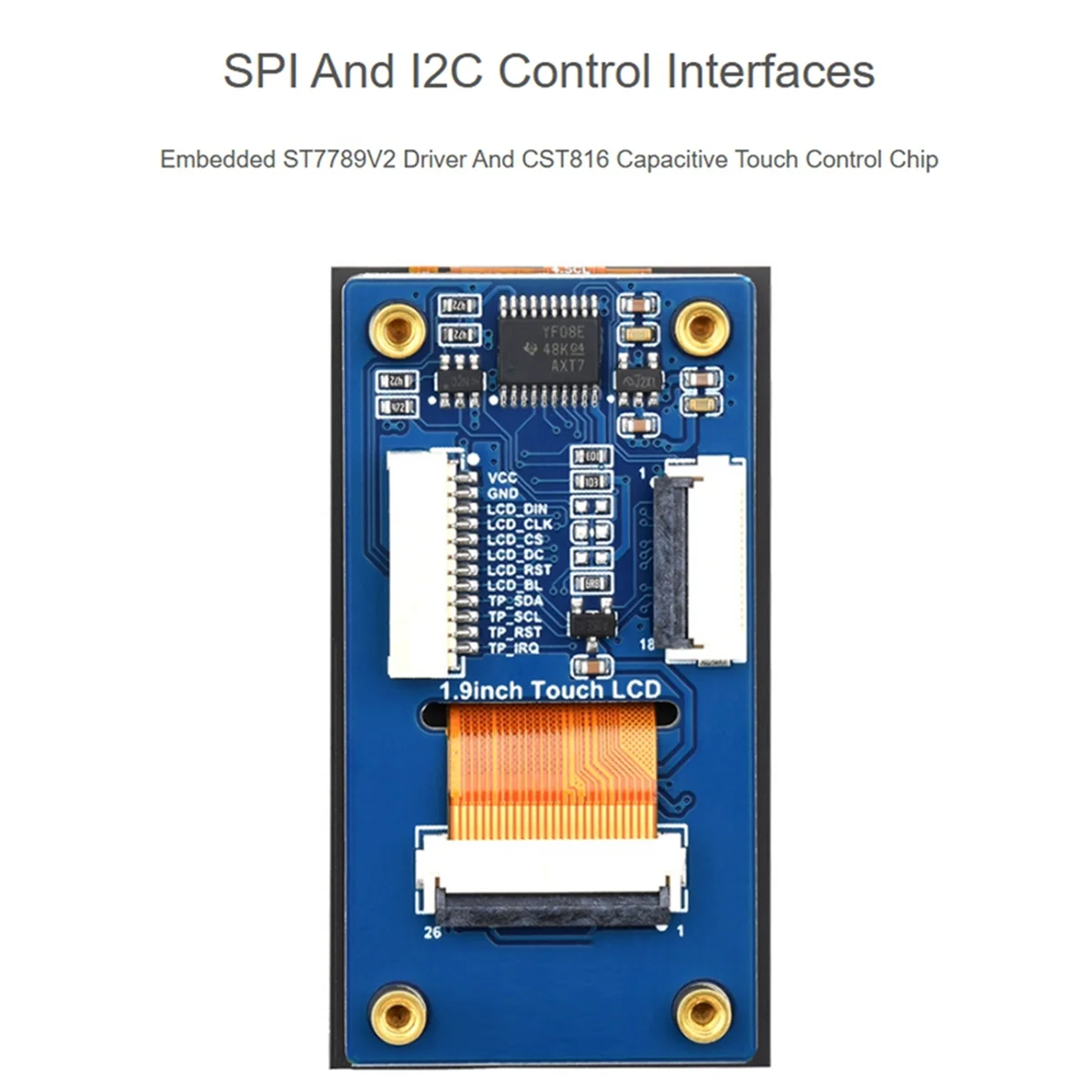 

2025 New- ESP32 1.9inch Touch LCD Display Module, 172x320 Resolution, IPS, SPI and I2C Communication with ESP32-S3 Board