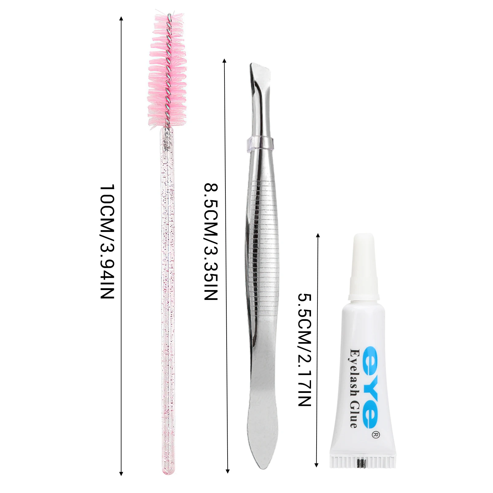 False Eyelashes Tweezer Glue Brush Set Quick-Drying Invisible Eyelashes Glue for Beauty Salon Beginners Use