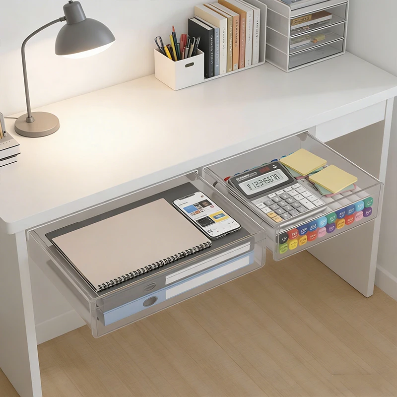 

Клейкий ящик для хранения под столом | Без инструментов, универсальный скрытый органайзер большой емкости для дома/офиса