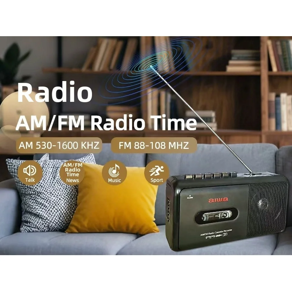 Portable Cassette Player Retro Style with Wireless Streaming AM FM Radio and Digital Audio Playback for For BOOMBOX