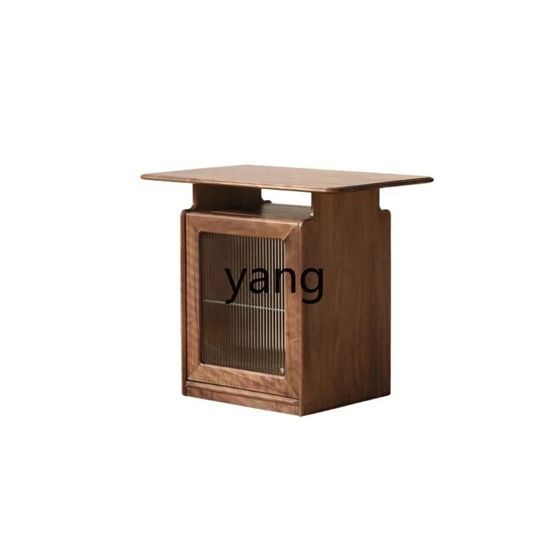 

LMM mobile all-solid wood tea cabinet edge few black walnut new Chinese-style household tea brewing table