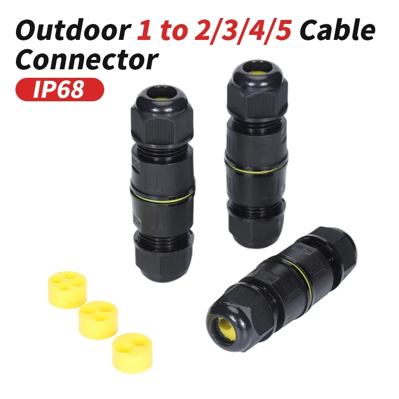 Outdoor 2 3 4 5 Pin 1 to 2/3/4/5 Cable Connector Waterproof 5-14MM Screw Wiring Terminal IP68 M25 Connectors Wire Splitter f LED