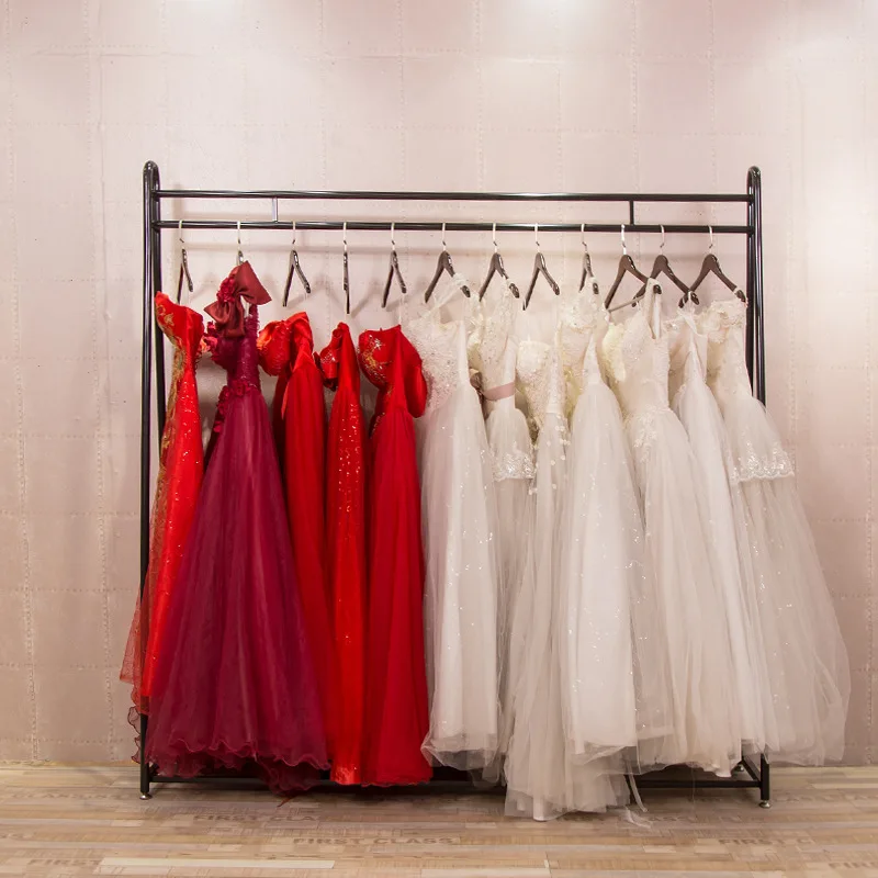 Wedding dress display racks, European clothing store shelves, photo studio hanging bridalracks, dress qipao floor rack, wholes