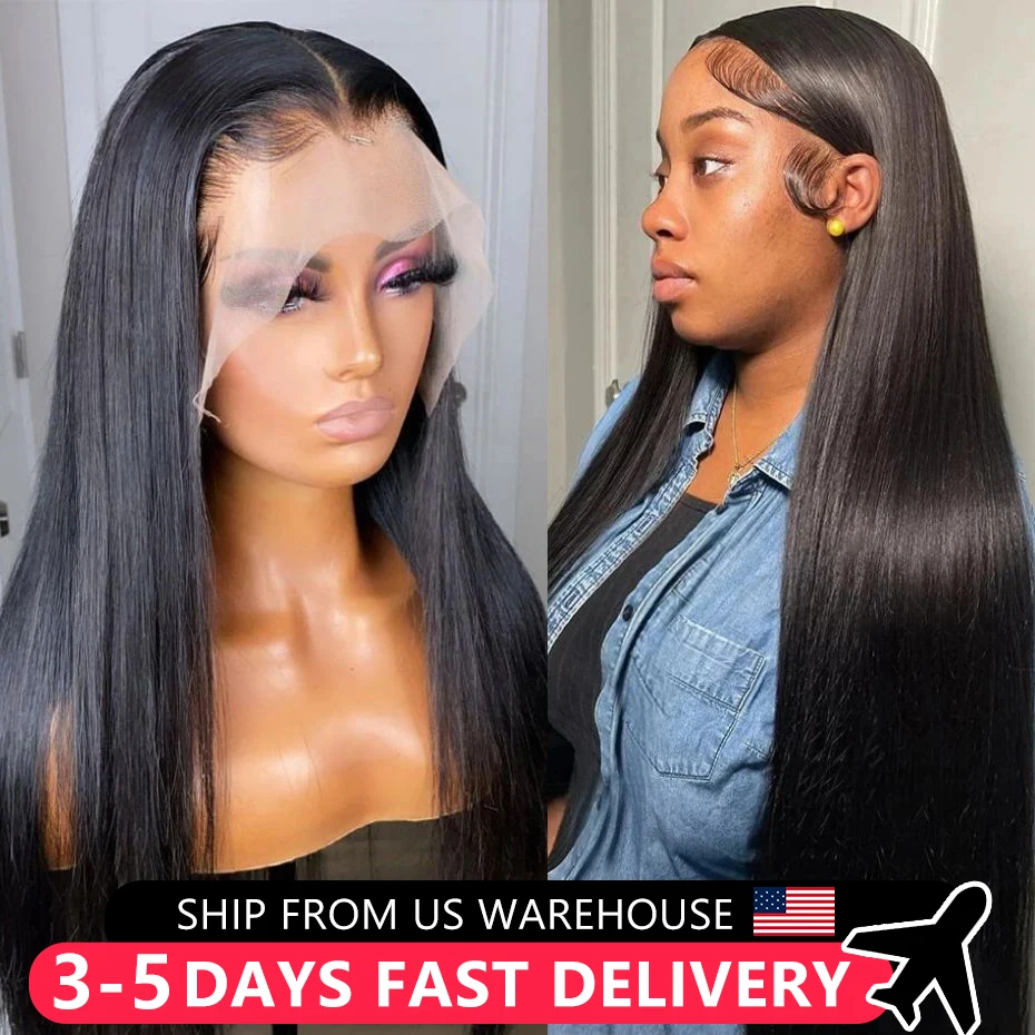 MYLOCKME 32 34Inch Bone Straight 13x4 HD Lace Front Human Hair Wigs 360 Full Lace Frontal Wig For Women Pre Plucked Hairline