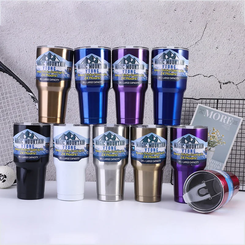 

2023 New 30OZ Car Thermal Mug Beer Cups Stainless Steel Thermos for car Tea Coffee Water Vacuum Insulated Leakproof With Lids