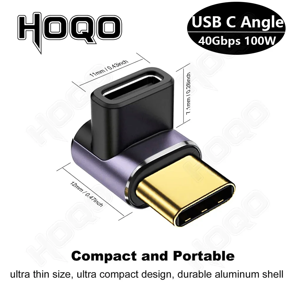 맥북 프로 스팀 데크 스위치 노트북용 고속 충전 USB-C 익스텐더, USB C 앵글, 90 도 어댑터, 직각 PD, 100W, 40gbps