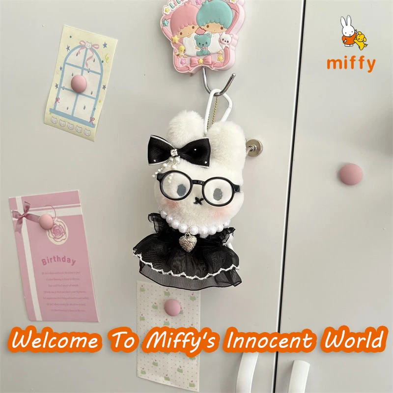

Kawaii Miffy Plush Keychain Cartoon Dopamine Black Skirt Stuffed Toys Creative Doll Pendant Anime Accessories Girls Perfect Gift