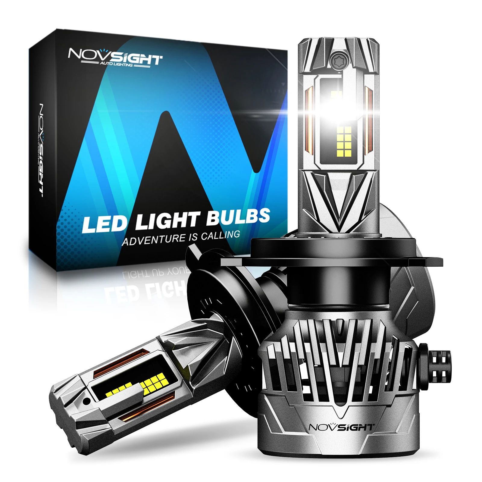 NOVSIGHT N95 Series H4/9003/HB2 LED Super Bright Lamps Fog Light Off-Road Light Bulbs Mini Size IP68 50000LM Headlamp 6500K White Automotive Fog Lamp Fit For Universal Auto