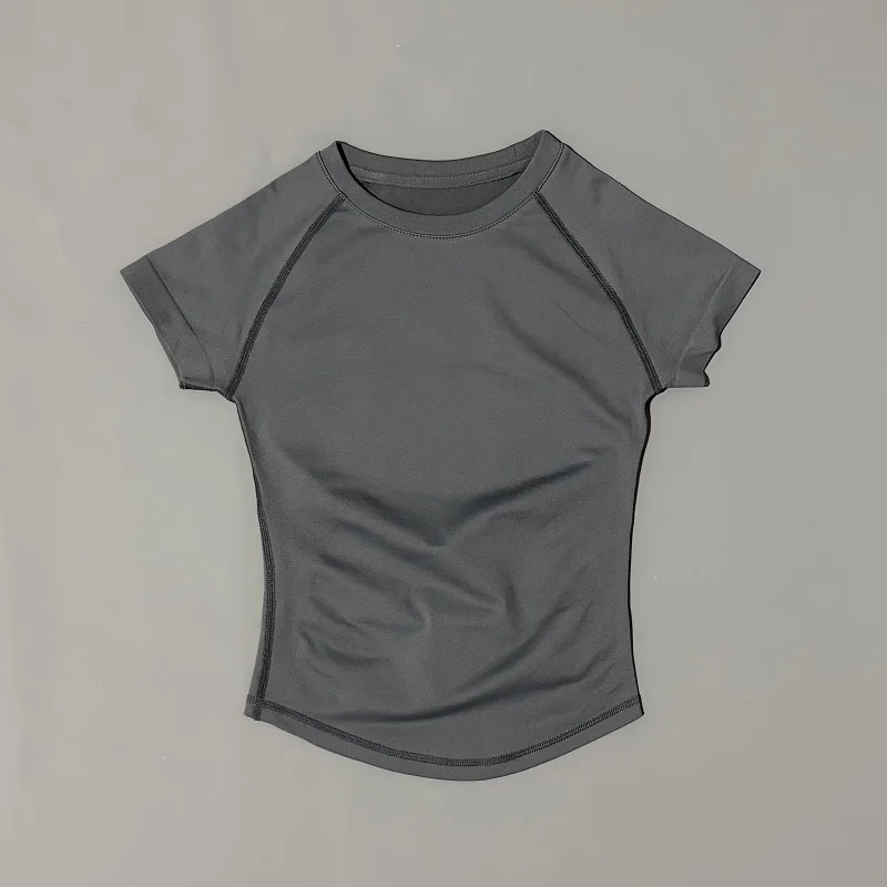 Kurzärmliges, nahtloses Yoga-Top für Damen, schnell trocknend, atmungsaktiv, schmale Passform, für Workout, Gym, Laufen, eng anliegendes Sport-T-Shirt, Activewear