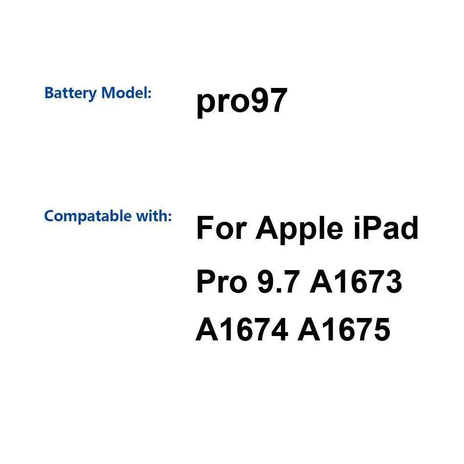 

7306 мАч аккумулятор для планшета Pro97 премиум-класса для Apple Ipad Pro 9,7 A1673 A1674 A1675
