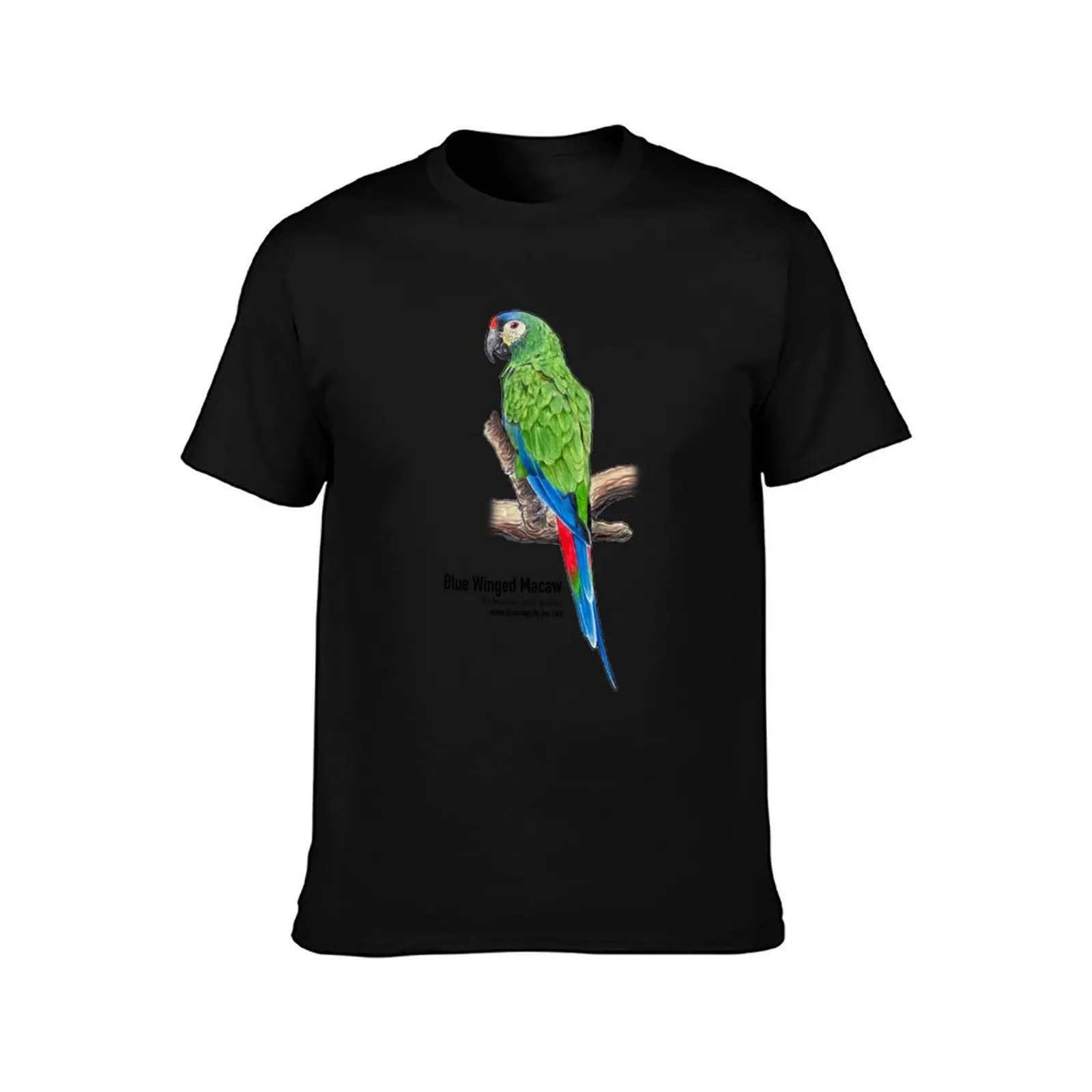 Blue Winged Macaw T-Shirt Large Size Basic Casual T-Shirt