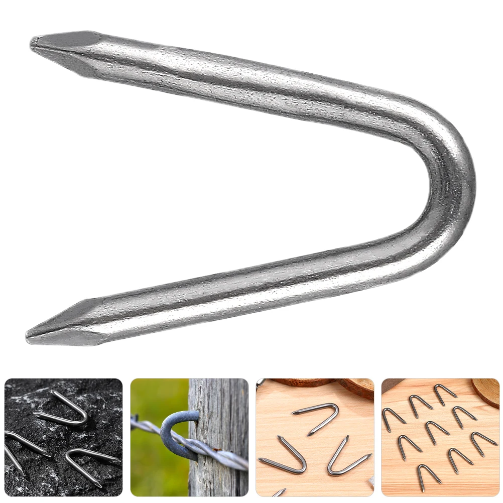 

U-Shaped Fencing Staples Heavy Duty Wire Mesh Steel Garden Fence Nails Fixing Staples For Farm Landscaping 1.5 Inch Black