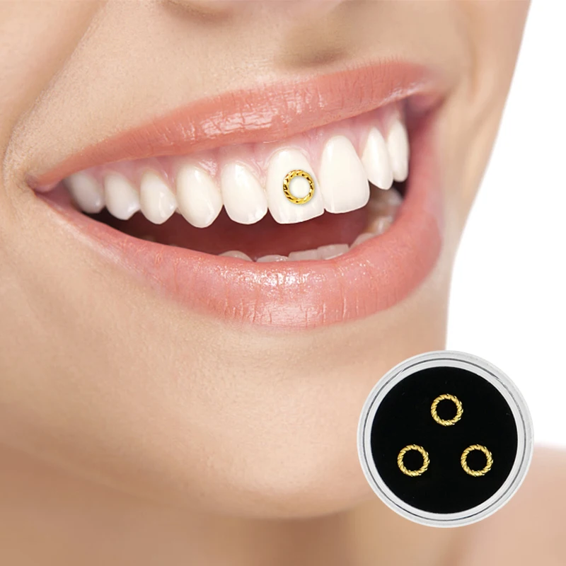 3pcs/box Teeth Gems Fashion Beauty Gold Color Ornaments Dental Diamond Jewelry Crystal Teeth Jewelry Gem Decoration Free Box