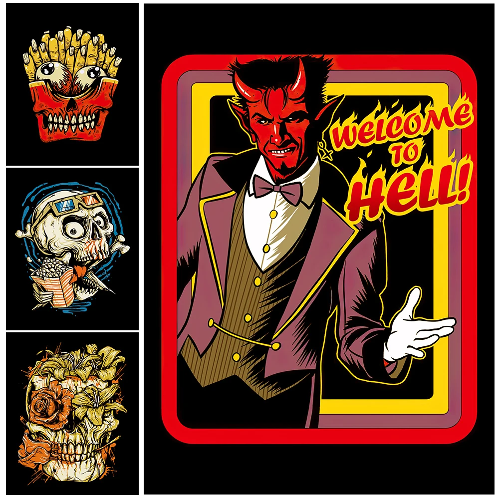 Finger Fries And Skull Popcorn,Horrible Zombie Wall Art Canvas Painting 