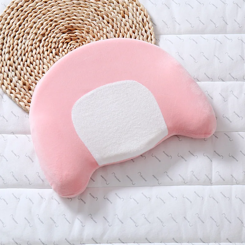 Almohada para recién nacido, almohada para bebé en forma de U hecha de espuma viscoelástica de terciopelo dorado diseñada para bebés de 6 a 18 meses