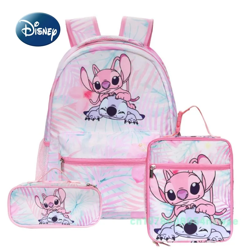 Disney-Saco escolar de grande capacidade infantil, bonito saco de desenho animado, bolsa de estudante, moda, ponto, novo, conjunto de 3 peças