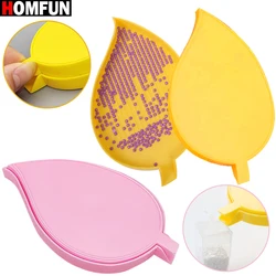 HOMFUN 2pcs/set DIY Diamond Painting Leaf-Shaped Tray ,Diamond Storage Box Drill Plate,Embroidery Cross Stitch Accessories Tools