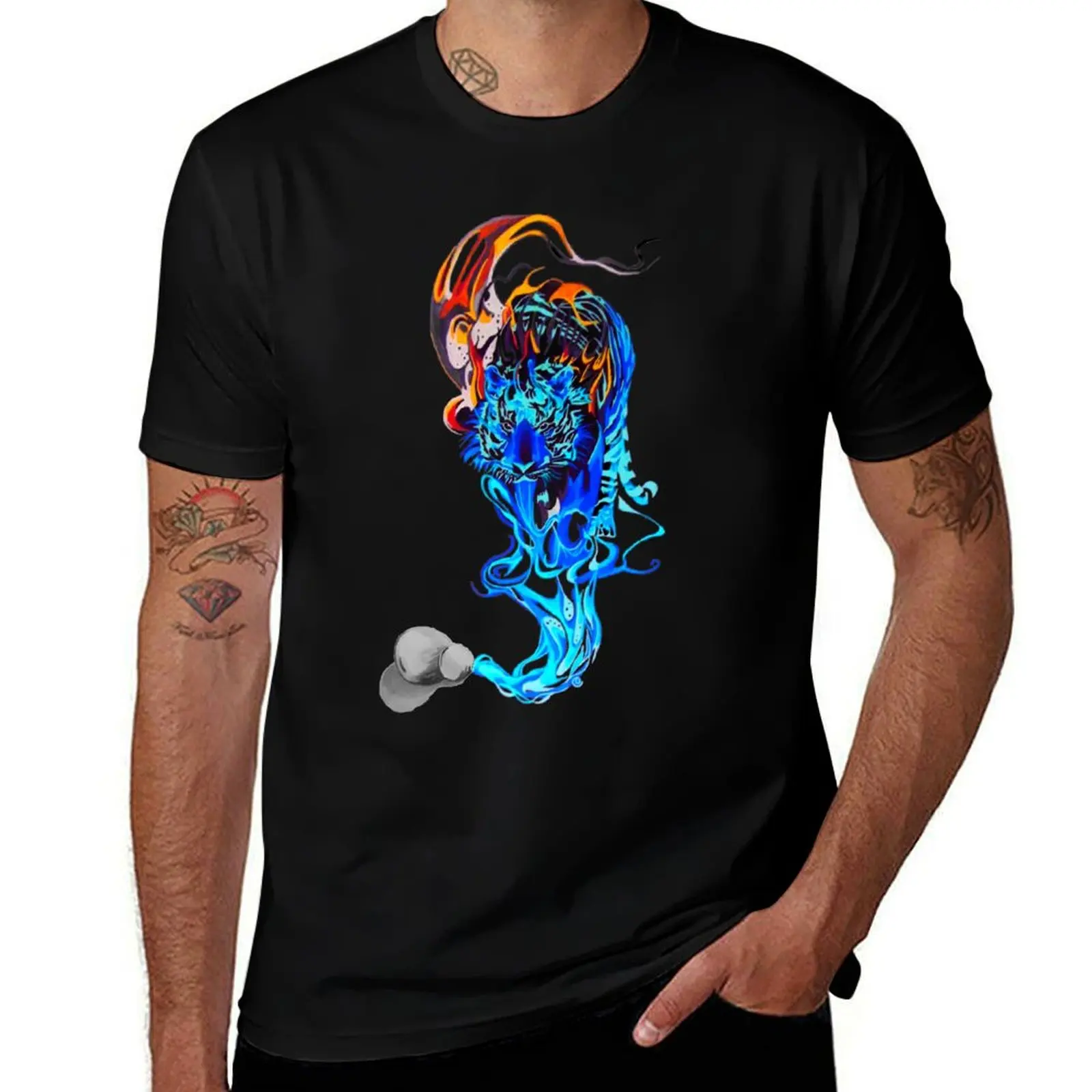 Night tiger T-Shirt Urban Style Casual Short Sleeve Top