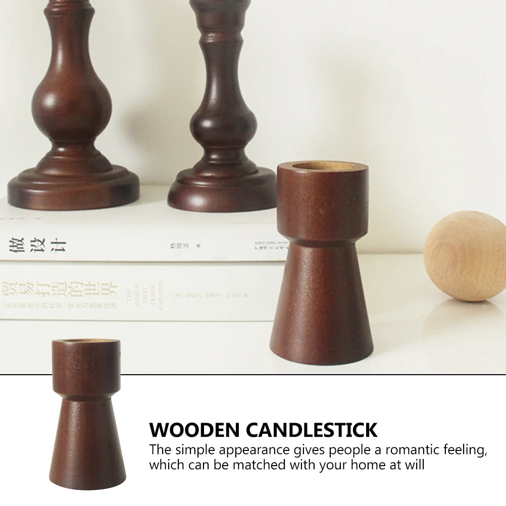 

2pcs Wooden Holders For Home Decor Wedding Party Candlelight Dinner Decorative Candleholder For Living Room Bedroom Bar