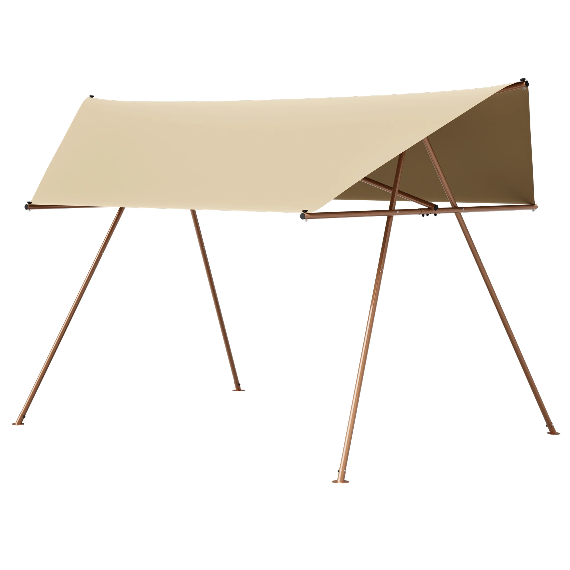 

Hexagonal Shade Sail Canopy, 206*118FT UPF 50+ Waterproof Sun Shade with Brown Poles, Light Khaki