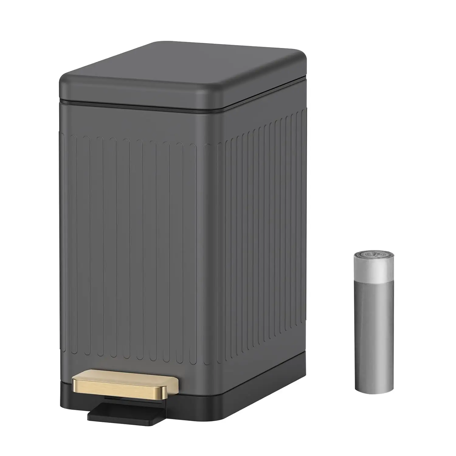 

Bathroom Trash Can with Lid-Stainless Steel Step Slim Garbage Can-Metal Wastebasket-10L/2.6 Gallon