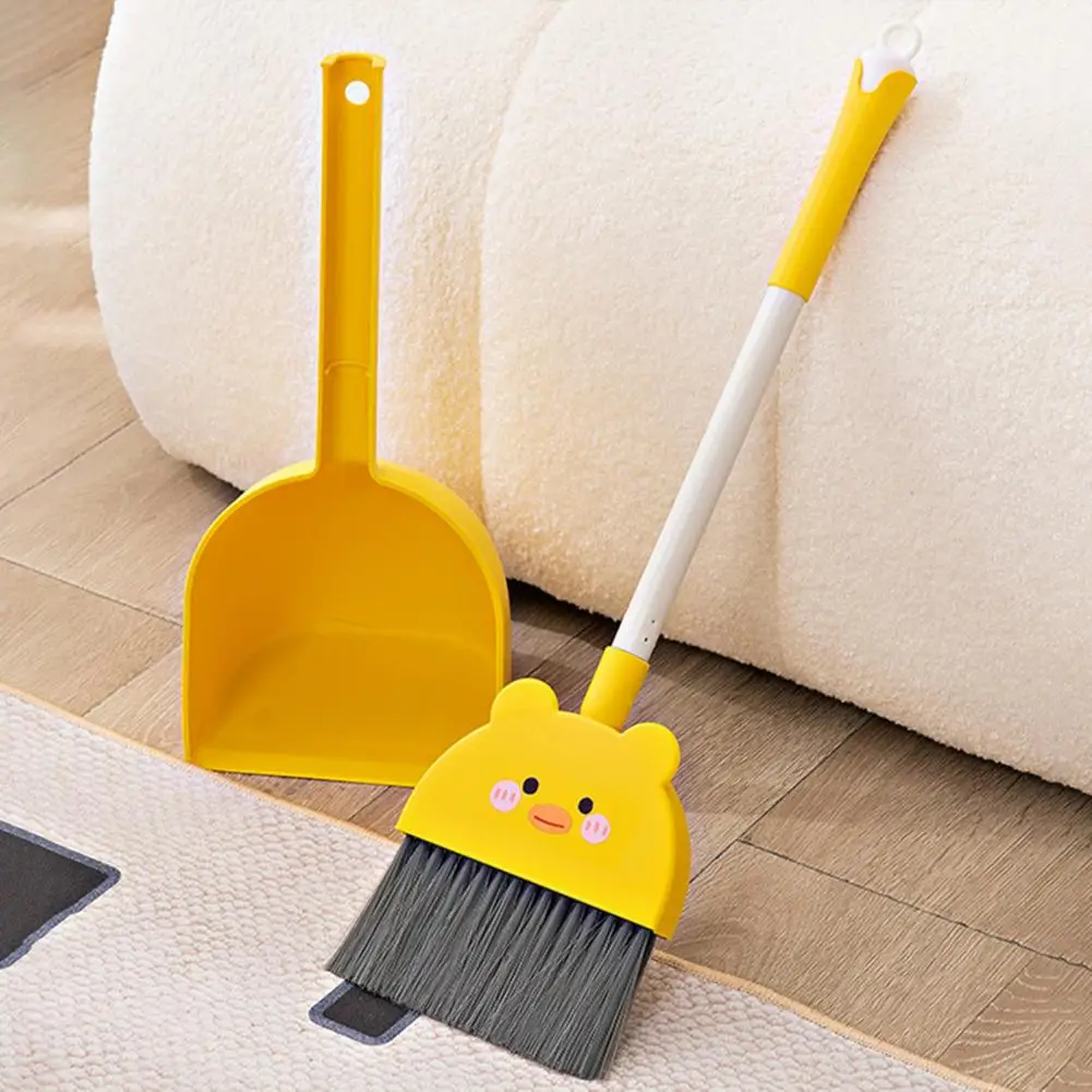 54cm Kids Broom and Dustpan Set Cleaning Brush Cartoon Animal Shape Toddler Broom Dustpan Set Children Cleaning Toy Accessories