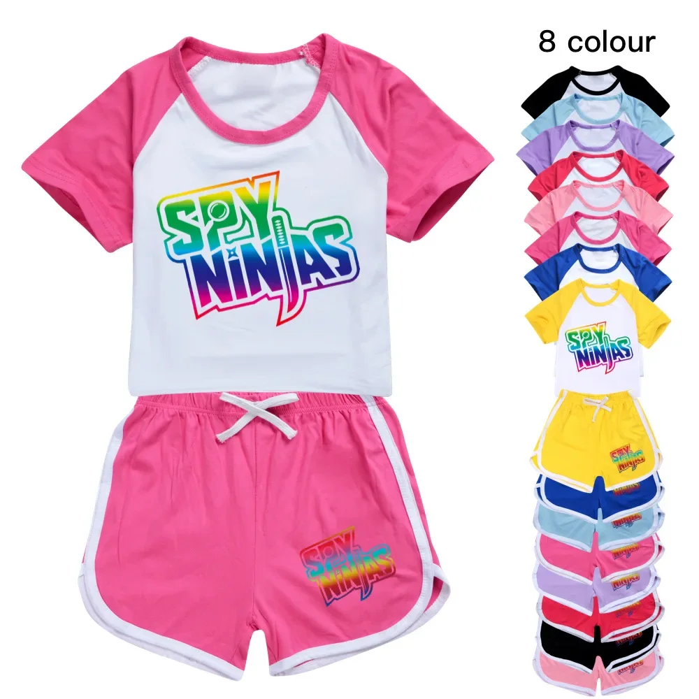 

SPY NINJA 100-170CM New T-shirt Shorts Casual Sports Suit Kids Boutique Clothing Wholesale Baby Girl Tops Set Boys Tshirt