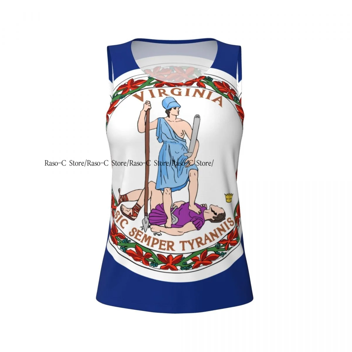 Regata feminina sem mangas para ioga, bandeira da Virgínia, secagem rápida, treinamento esportivo, colete, camisas de ioga