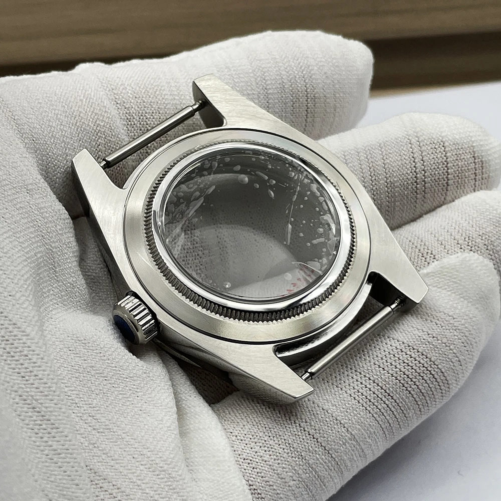 40mm Smooth Bezel Watch Case Fit to DJ NH35 NH36 Movement Stainless Steel Transparent Mechanical Watch Case Sapphire Crystal Top