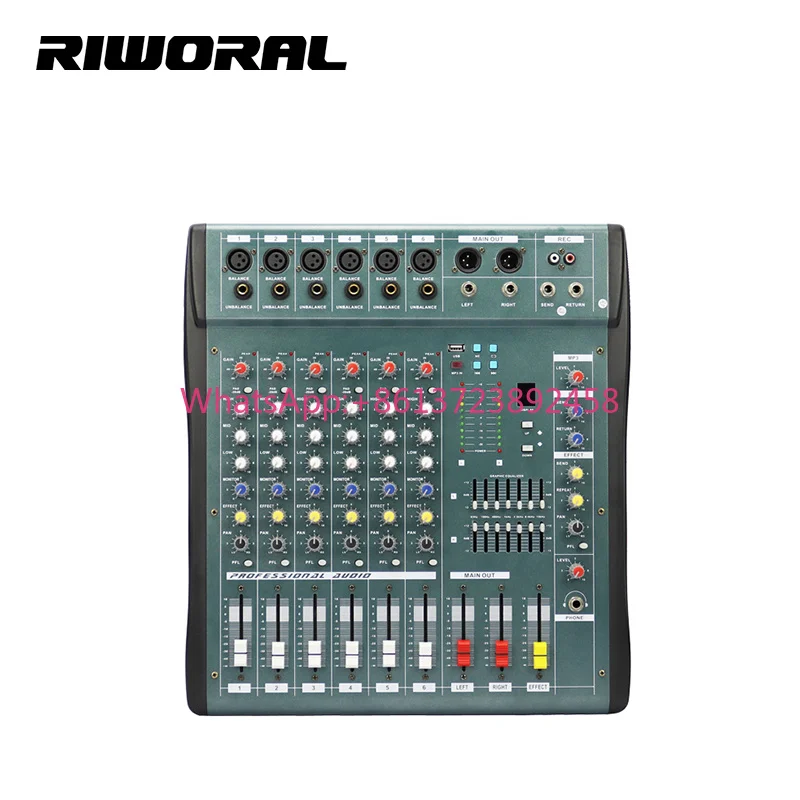MX606 High Quality 6-Channel Audio Karaoke Mixer USB Recording with Effects Metal Construction