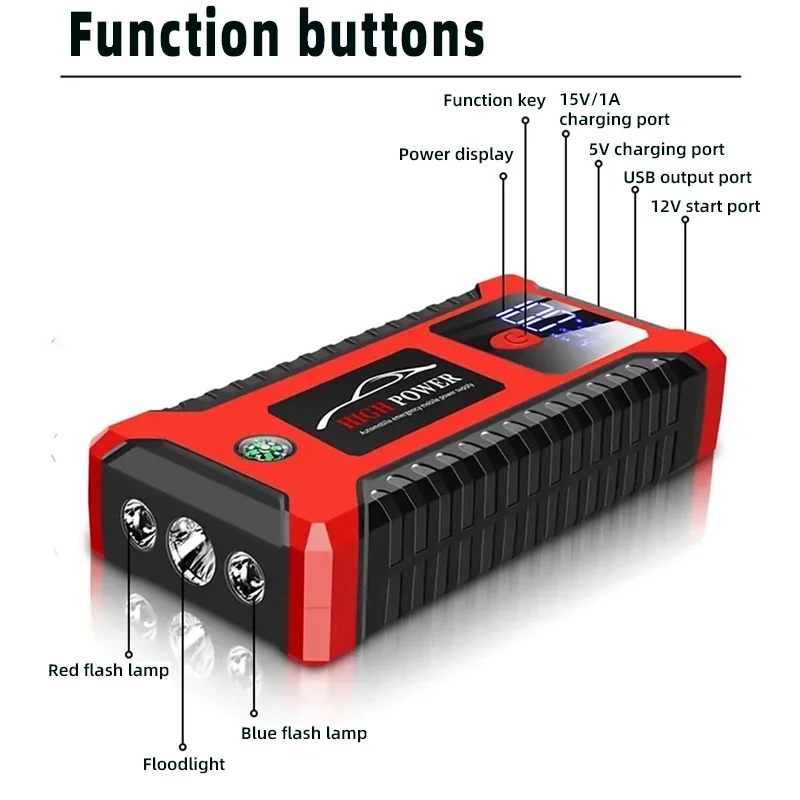 Autos tarter Autobatterie 12v 20000mah Starter werkzeug Autobatterie Not verstärker aufladen Handy Digital anzeige Batterie