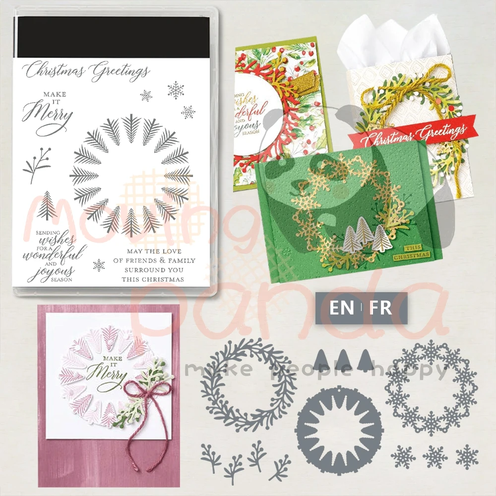 

MP811 Christmas Wreath Metal Cutting Dies And Clear Stamps For DIY Embossed Paper Cards Decorated Handbook Album Craft Stamps