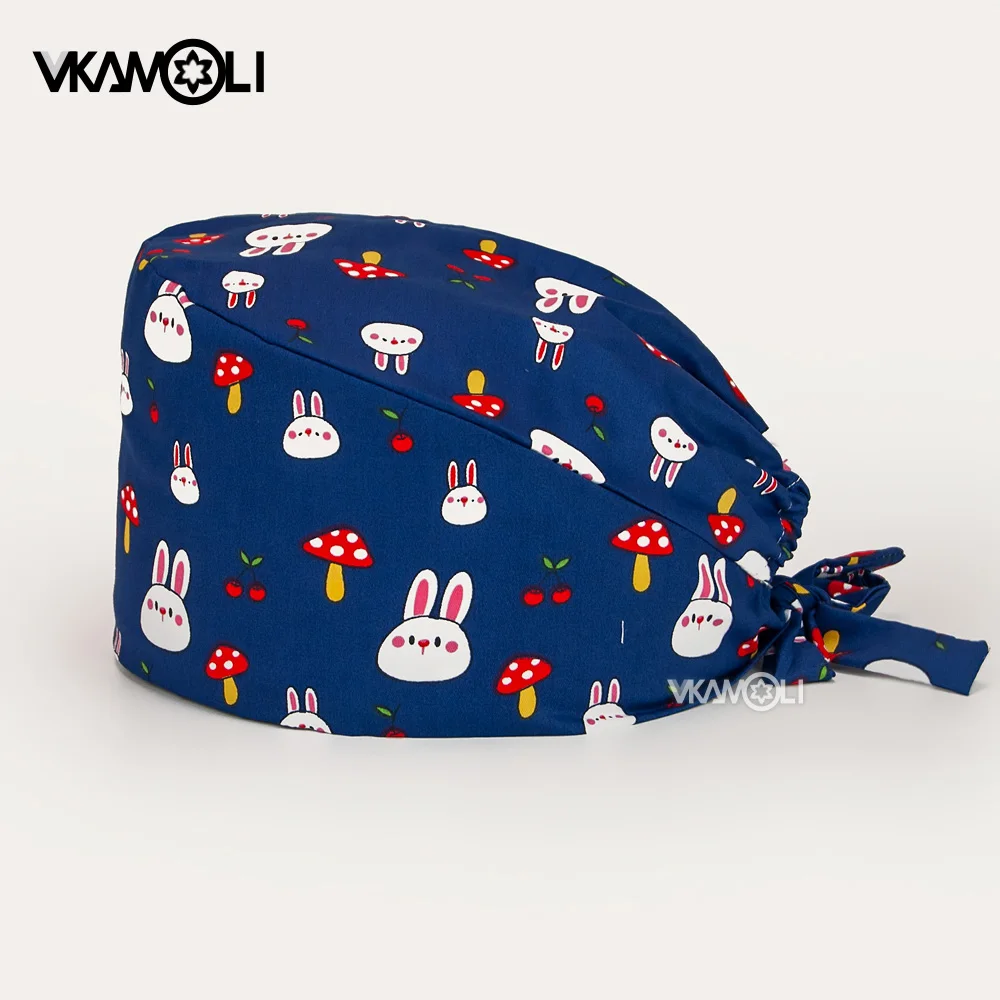 Gorro con estampado de patrón navideño para mujer y hombre, gorro de tienda de mascotas, gorro antipolvo para trabajo de laboratorio, accesorios de enfermería