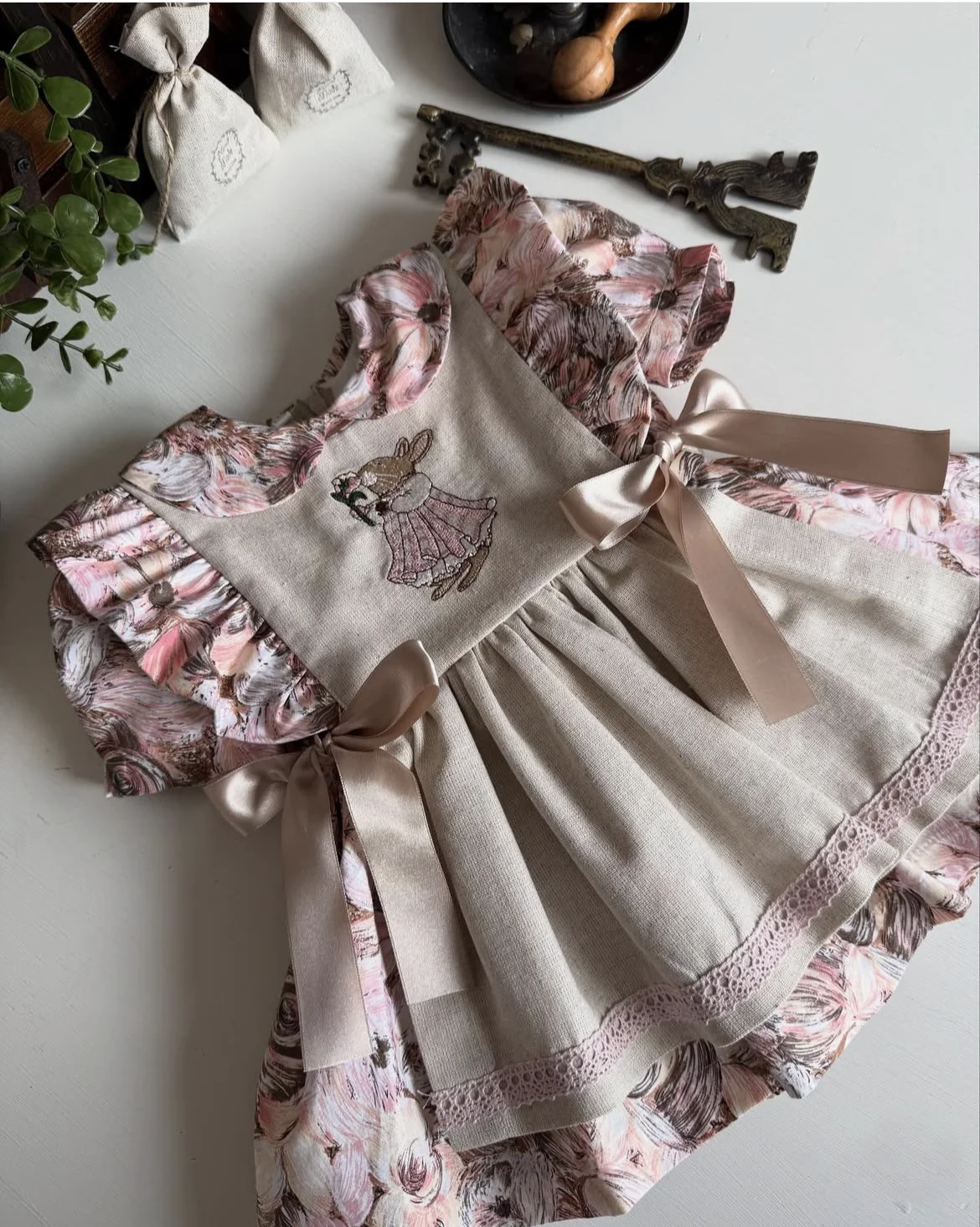 

0-12Y Baby Girl Summer Unicorn Embroidery Pink Turkish Vintage Lolita Princess Dress for Birthday Holiday Eid Photography B64