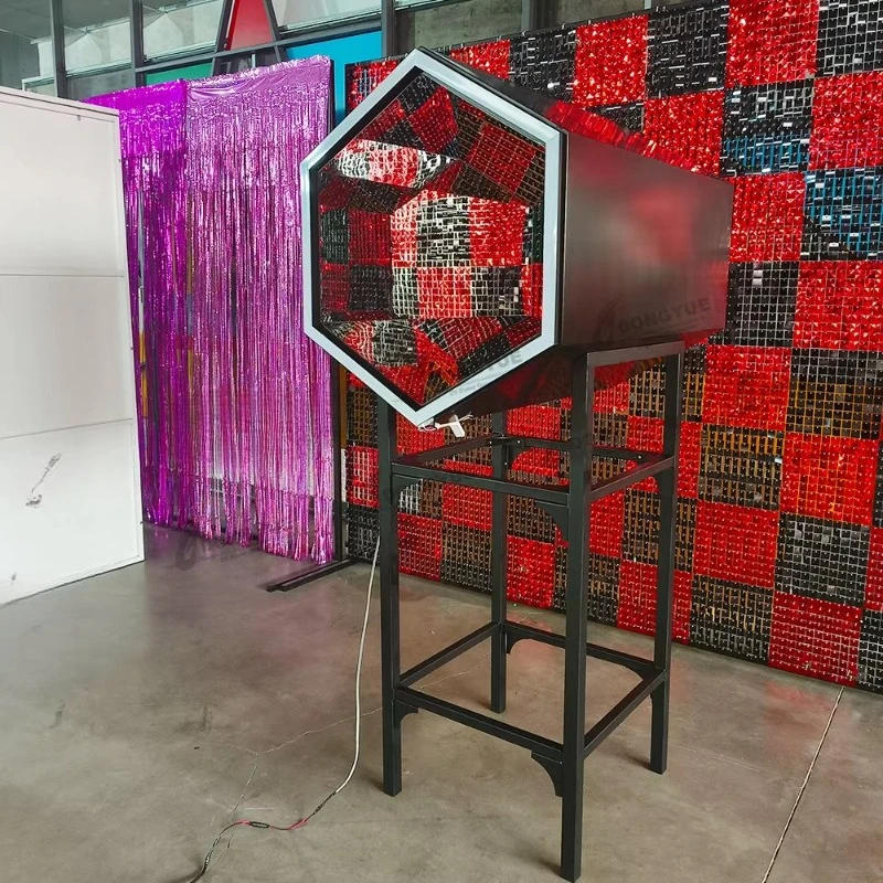 

Custom Detachable Infinity Kaleidoscope Booth Display Stainless Steel Hexagon Kaleidoscope Photo Booth